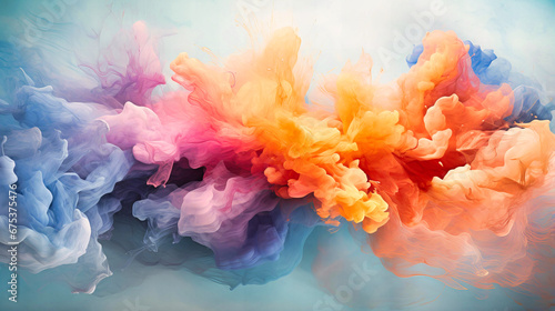 Watercolor splash backdrop, Artistic brush strokes, Pastel palette with wet edges,