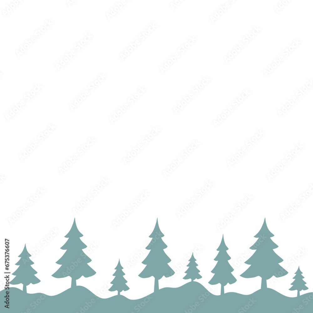 Winter Forest Pine Trees 
