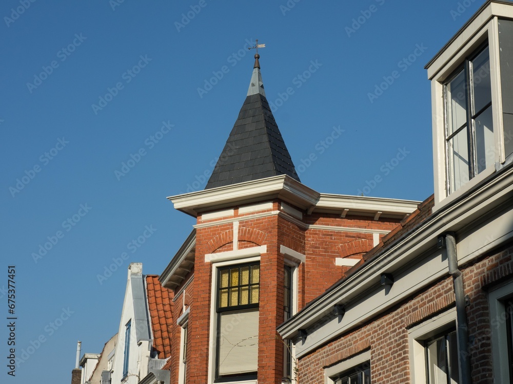 Majestic brick structure towering in the city of Haarlem, Netherlands Majestic brick structure towering in the city of Haarlem, Netherlands
