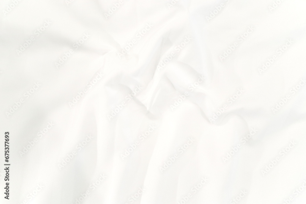 abstract white fabric background. soft and smooth creased silk cloth as wave for graphic design element - obrazy, fototapety, plakaty 