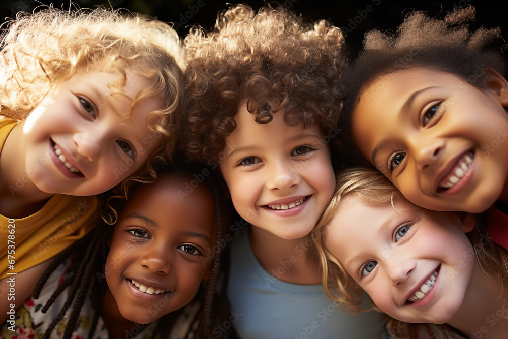 Happy multiracial children looking at camera