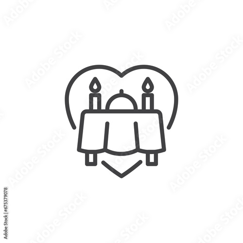Candlelight dinner line icon