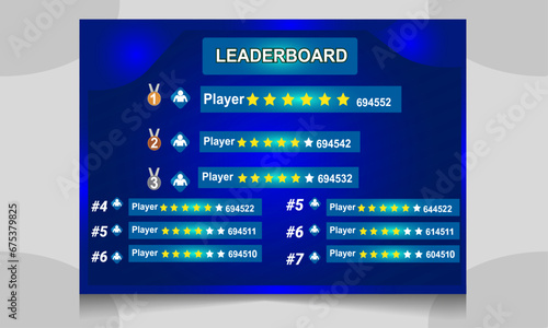 Game Leaderboard, game leaderboard design, leaderboard template Design, vector