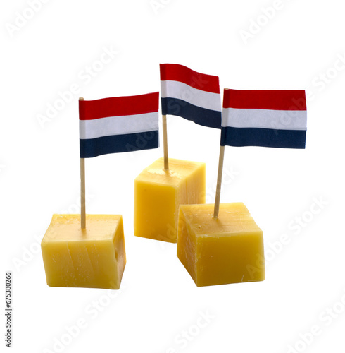 dutch cheese cubes isolated on transparent background