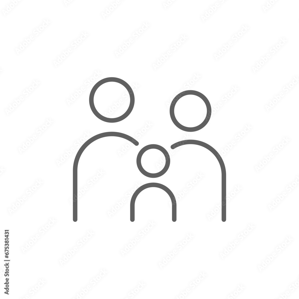 Family icon. Simple outline style. Parents and child, father, mother, kid, couple, together concept. Thin line symbol. Vector illustration isolated. Editable stroke. Family icon. Simple outline style. Parents and child, father, mother, kid, couple, together concept. Thin line symbol. Vector illustration isolated. Editable stroke.