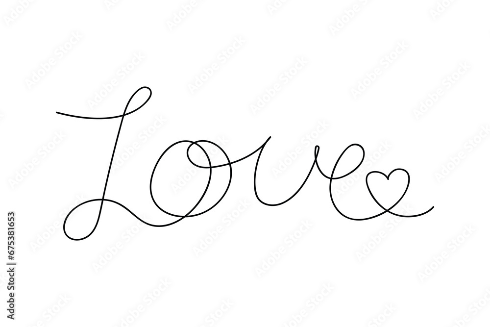 Continuous line drawing art. love text hand drawn with black line Continuous line drawing art. love text hand drawn with black line