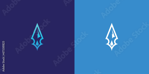 Simple spear logo template design premium vector