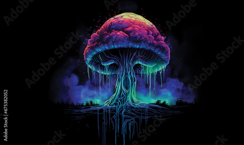 background with glowing dripping mushroom