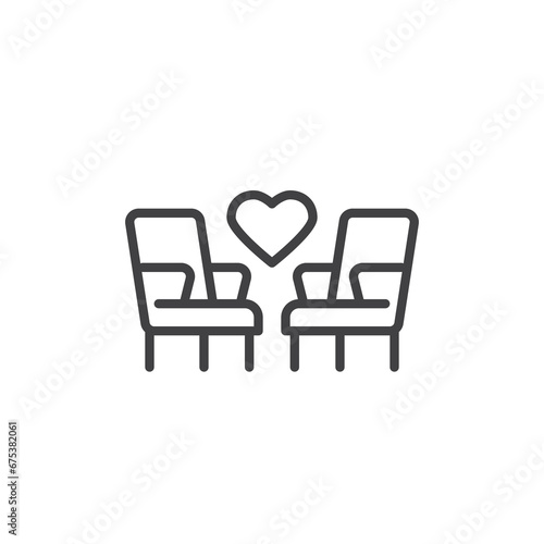 Romantic getaway line icon