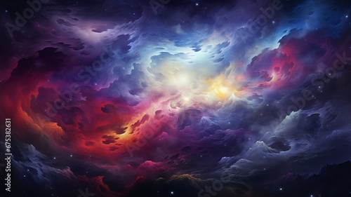 a wavy background resembling a colorful cosmic nebula, with swirling waves of stardust and celestial hues, invoking a sense of wonder and awe in the viewer. © baloch