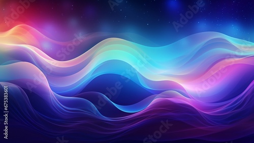 a wavy background resembling a vibrant aurora borealis, with swirling waves of bright colors dancing across the sky, creating a magical and enchanting atmosphere.