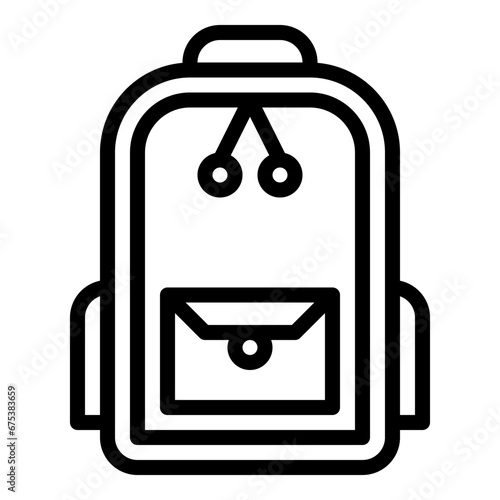 bagpack icon outline black style
