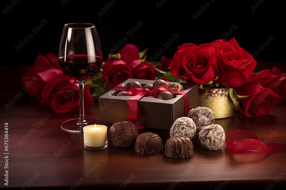 Chocolate bonbons for present still life. Generative AI Chocolate bonbons for present still life. Generative AI