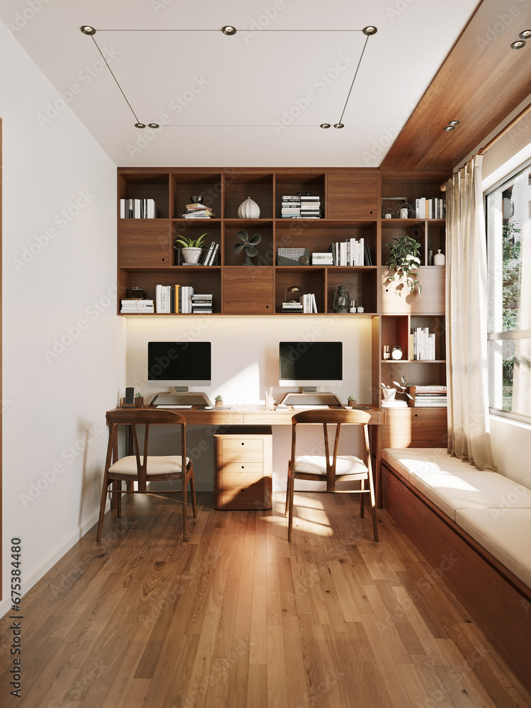 Fototapeta premium modern study room, 3d rendering