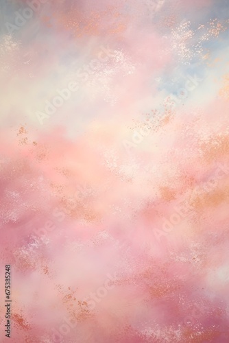 Dreamy pink sparkling cloudscape. Calm pink sky and clouds background with room for text copy. © W&S Stock