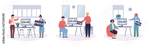 Office playing vector illustration. Occupation in office setting allows individuals to engage in playful interactions and experiences The office playing metaphor highlights importance incorporating