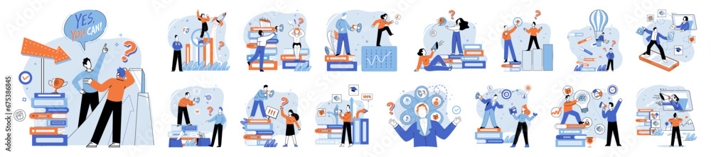 Business mentor. Vector illustration. Negotiating favorable deals and contracts is critical skill in business management Developing comprehensive plan is crucial for executing successful business