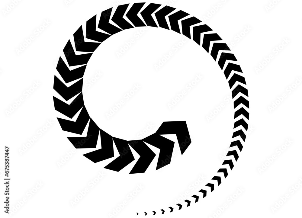Vector pattern in the shape of a black arrow swirling in a circle on a white background. Design element.
Striped vector background Vector pattern in the shape of a black arrow swirling in a circle on a white background. Design element.
Striped vector background