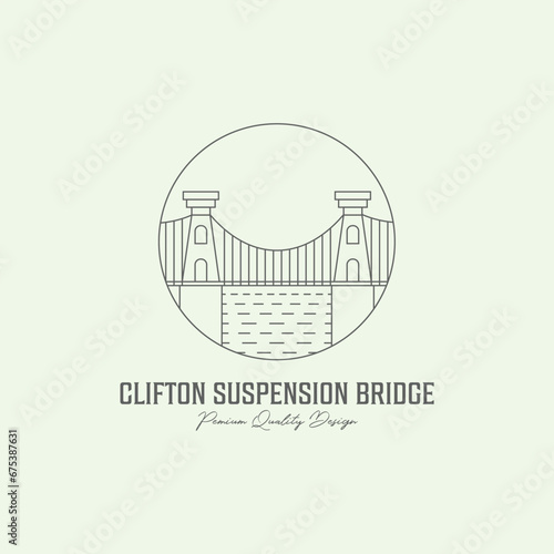 clifton suspension bridge minimalist logo design line art illustration creative united kingdom English icon