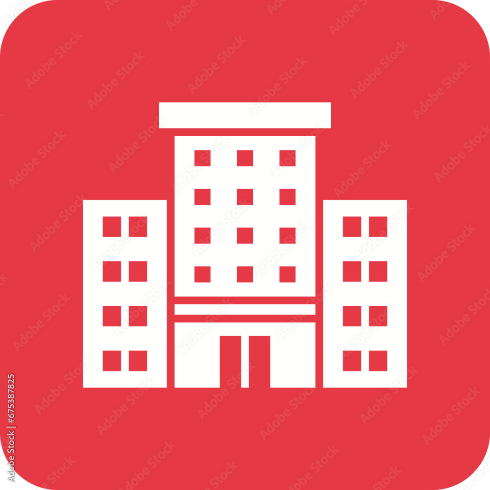Office Building Line Color Icon