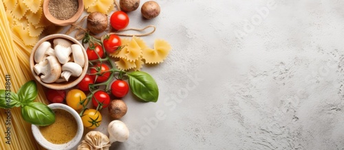The white background and texture of the isolated frame in the kitchen of an Italian restaurant perfectly showcase the menu featuring healthy and nutritious dishes made with Italy s finest wh