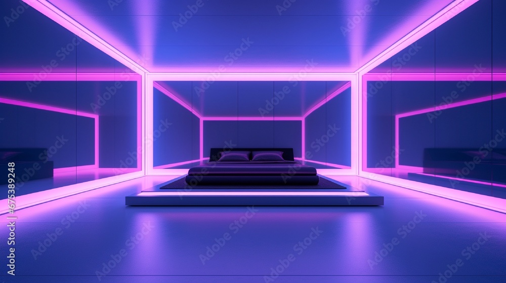 Obraz premium 3D neon light theme bedroom 