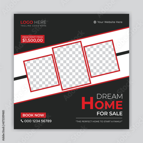 Modern real estate social media post or banner template