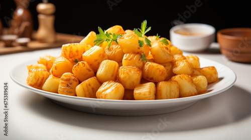 chicken nuggets with potatoes HD 8K wallpaper Stock Photographic Image