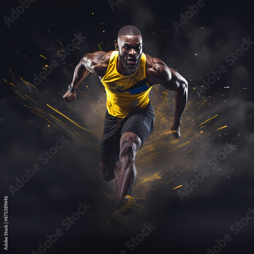 athlete sprinter in action © Cao