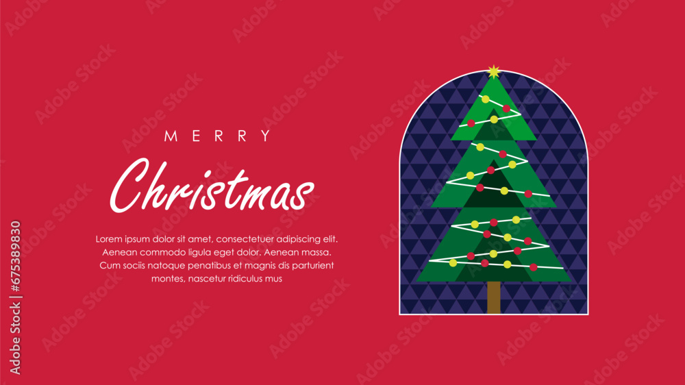 merry christmas banner template with simple tree illustration Stock ...