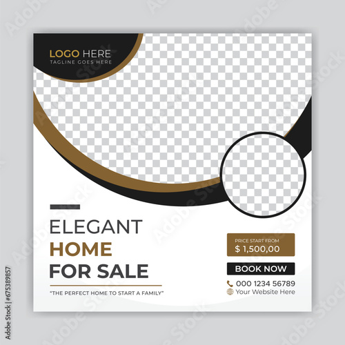 Modern real estate social media post or banner template