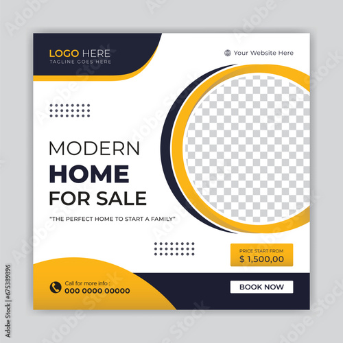 Modern real estate social media post or banner template