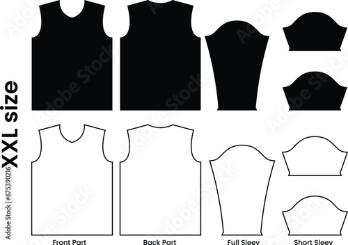 Jersey design template pattern. XXL size jersey pattern template t-shirt