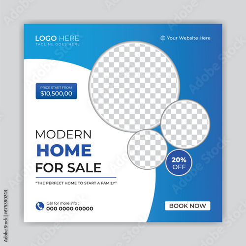 Modern real estate social media post or banner template