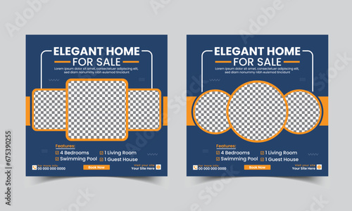 Real estate social media post template or web banner ads design template.