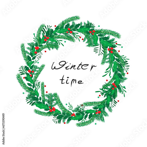 Christmas wreath with holly