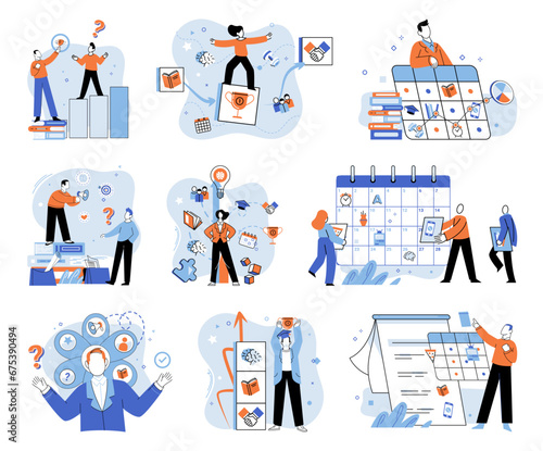 Self management. Vector illustration. Self organization is key to achieving productivity and progress Taking responsibility for ones actions is part self management Professional success relies