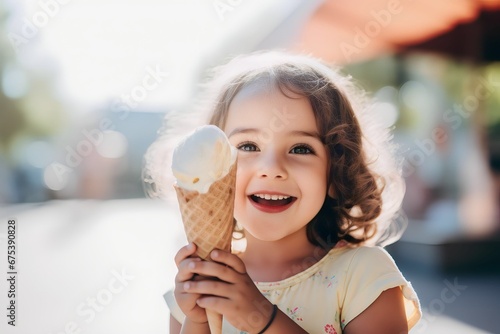 girls eating ice cream in waffle cones at an outdoor