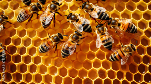 working bees on honeycombs