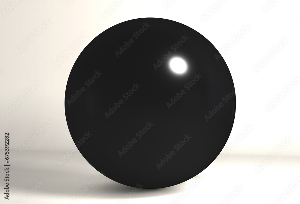 Black ball on white background. Black sphere isolated.