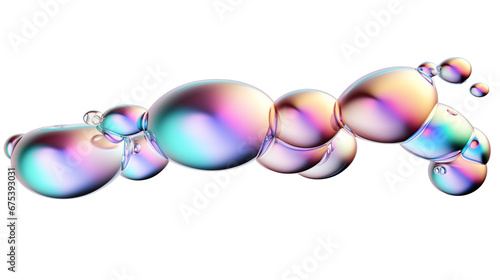 Holographic liquid 3d render bubble shape. Generative AI