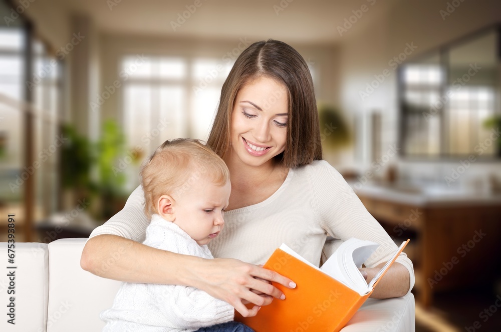 Happy young mother and child at home, AI generated image Happy young mother and child at home, AI generated image