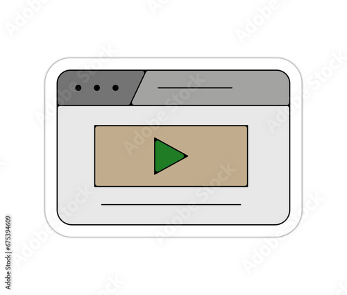 Icones pictogramme symbole Fenetre ordinateur interface player video couleur fin relief