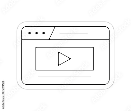 Icones pictogramme symbole Fenetre ordinateur interface player video trace fin relief