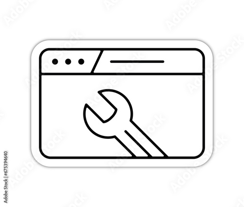 Planche pictogramme illustration fenetre interface ordinateur cle maintenance fin couleur relief trace