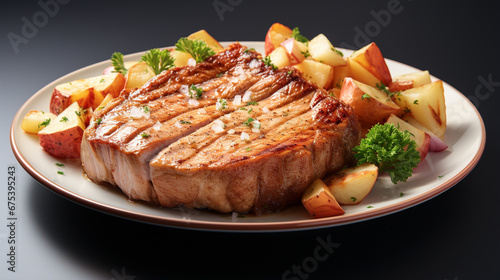 grilled steak with vegetables HD 8K wallpaper Stock Photographic Image