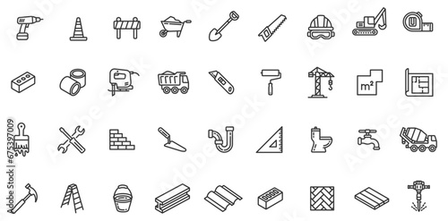 Construction and building materials icon set.