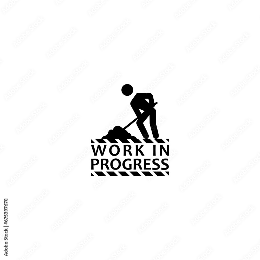 Work in progress warning sign text isolated on white background Work in progress warning sign text isolated on white background