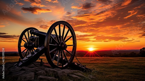 A pair of cannons at sunset at Antietam National photo