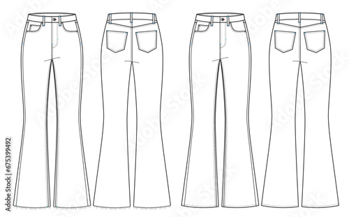 High Waisted Flare Jeans AI Vector